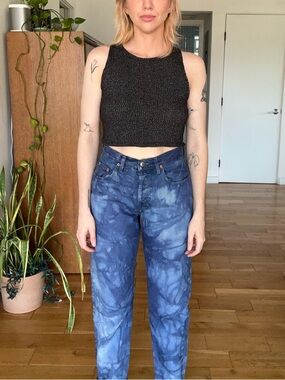 Custom Vintage Bleach Dyed GAP Special Edition Women’s No 5 Loose Fit Blue Jeans